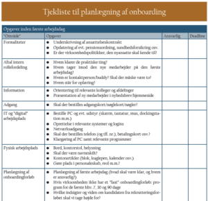 tjekliste onboarding